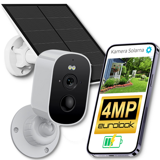 Bezprzewodowa Zewnętrzna Kamera WiFi Na Baterie 4MPX Alarm Detekcja +Solar EUROLOOK K-14