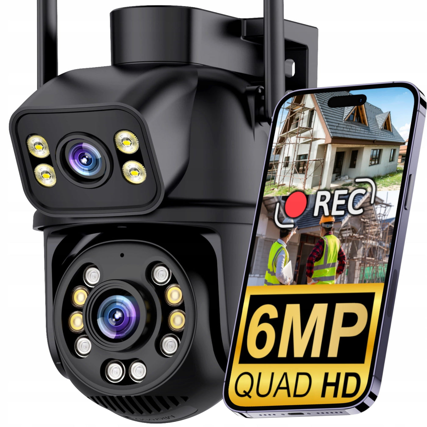 PODWÓJNA KAMERA OBROTOWA WIFI IP SMART ZEWNĘTRZNA 6MPX DETEKCJA 4K ALARM EUROLOOK K-15