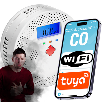 CZUJNIK DETEKTOR CZADU GAZU TLENKU WĘGLA CO TUYA WIFI SMARTLIFE CZUJKA TEST