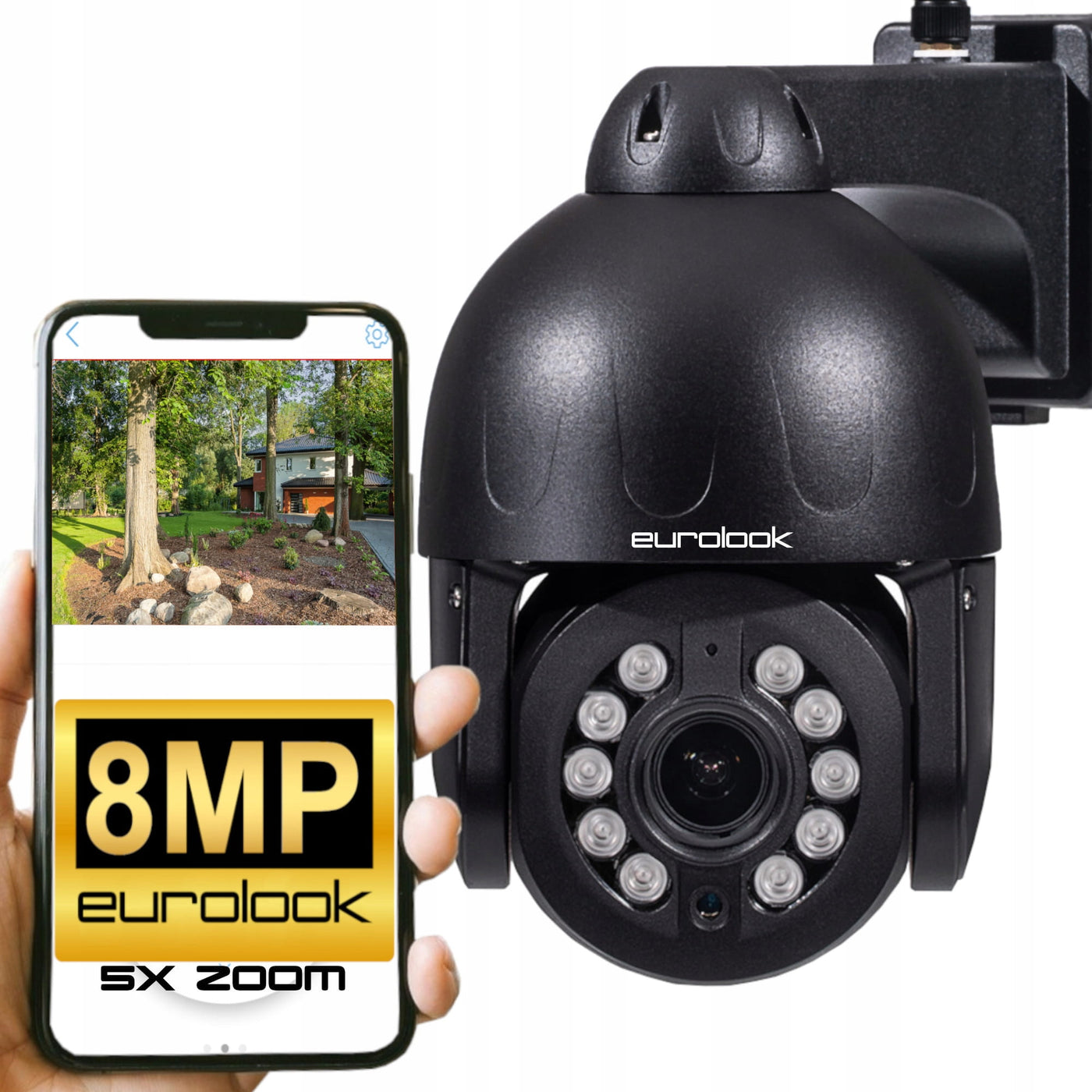 Obrotowa Kamera IP Wi-Fi 8MP 5x ZOOM EUROLOOK EDW-8027OB