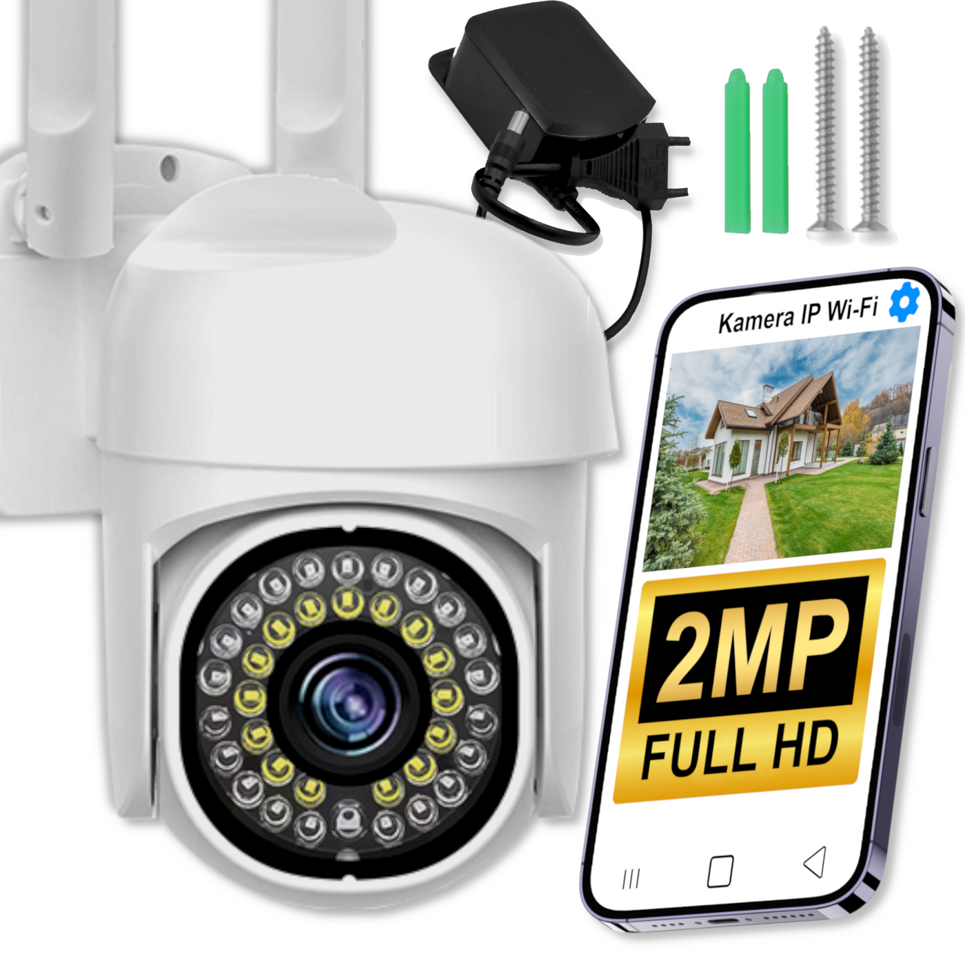 Bezprzewodowa Zewnętrzna Kamera Obrotowa 2MPX FullHD TS-1